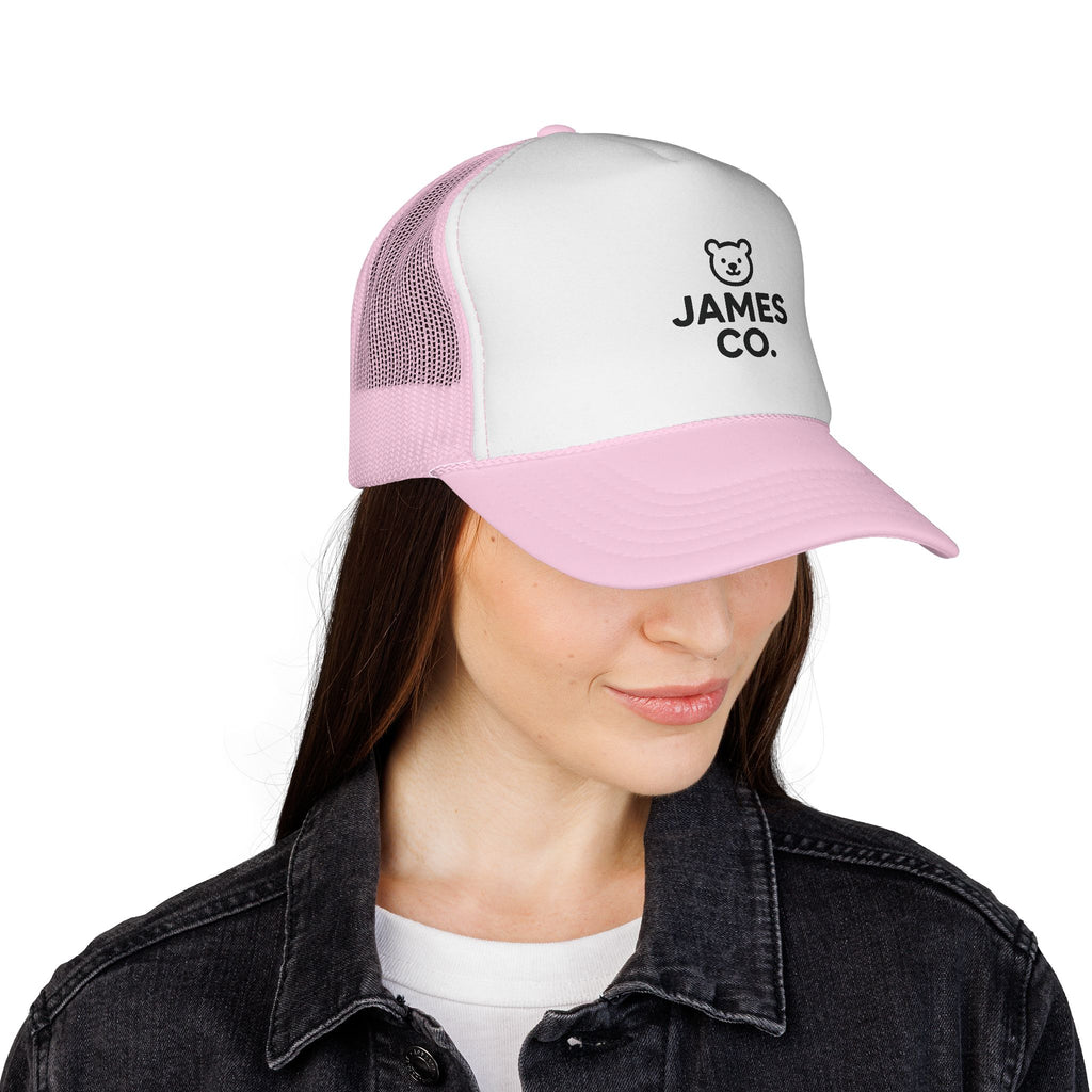 James Co. Bear Trucker Cap – Minimal Logo Mesh Hat